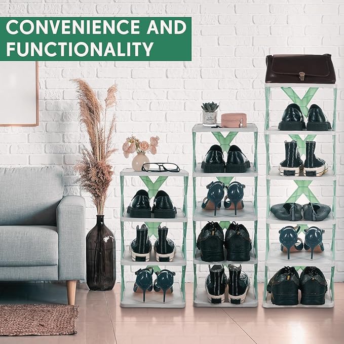 6 Layer Shoes Rack for Home Plastic, Adjustable Shoe Stand Organizer Stackable Storage Bedroom entryway Slots Shelf Footwear Rack, Multi-Purpose Durable Plastic Tower Shoes (6 L Shoe Rack)