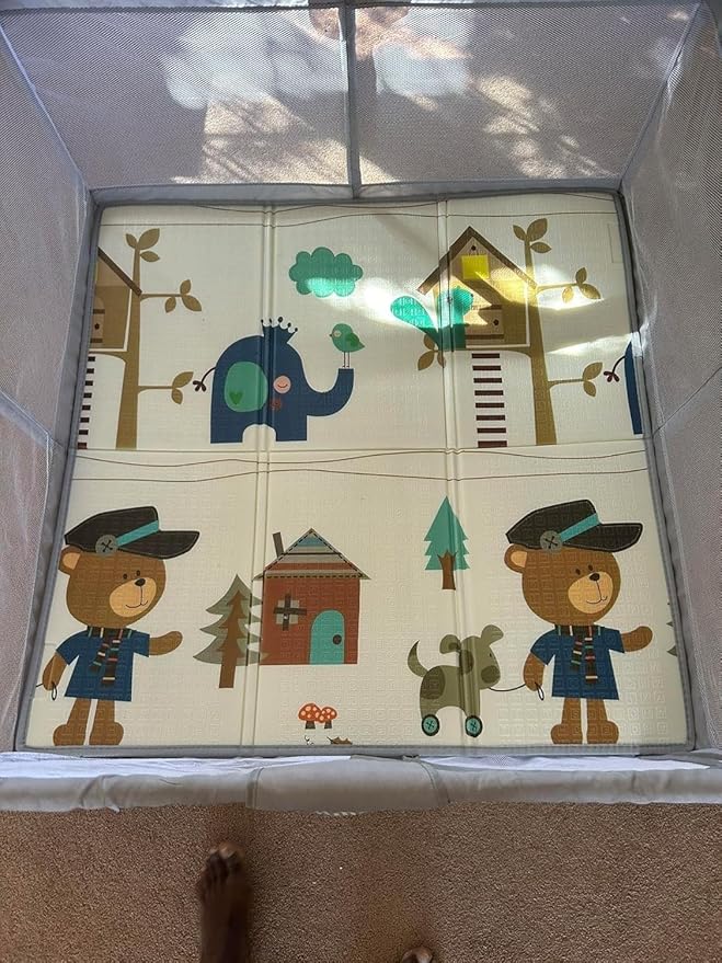 Double Sided Water Proof Baby Floor Mat, Multicolor, Reversible Floor mats for Kids, Baby mats for Floor, Crawling Toddlers, Cushioned Playmat with Educational Prints