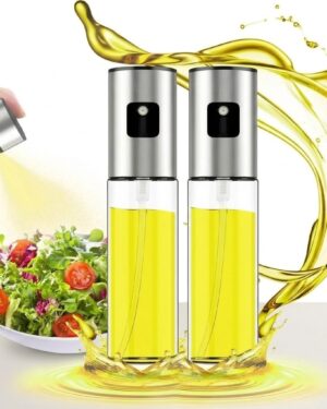 Oil Sprayer For Cooking 100ml Glass Sprayer Mister, Kitchen Gadgets Accessories For Air Fryer, Canola Spritzer, BBQ, Grilling, Salads Stainless Steel and Glass for Baking