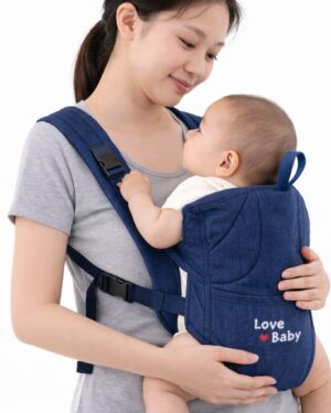 Baby Carrier Bag/Adjustable Hands Free, Baby sefty Belt/Child Safety Strip/Baby Sling Carrier Bag/Baby Back Carrier Bag (Navy Blue) (Light Blue)