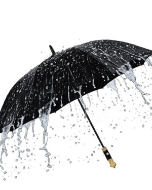 Large Golf Umbrella for Men & Women | Automatic Open Small & Big Stick Crowm| Windproof Heavy Duty UV Protection Rain Umbrella with Stylish Handle (Black)