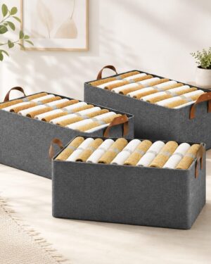 Nylon Big Moisture Proof Underbed Storage Bag for Clothes Large Foldable Steel Frame Clothes Organizer Storage Box for Wardrobe, Saree, Shirts, and Blankets 66 Liter, Large
