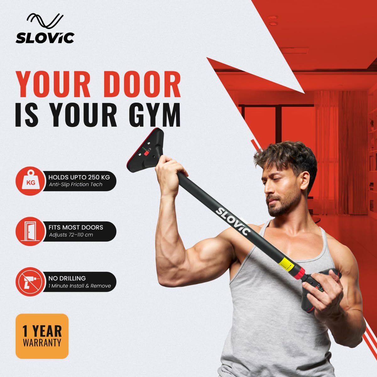 Horizontal Pull-Up Bar – Adjustable 70–90 cm